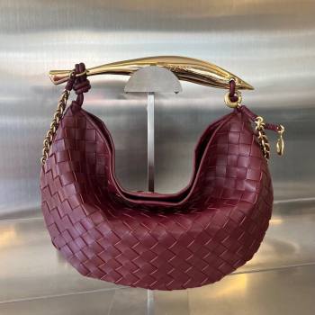 Bottega Veneta Sardine Top handle Bag With Chain Intrecciato Leather 776768 Barolo Red 2023 (WT-231229027)