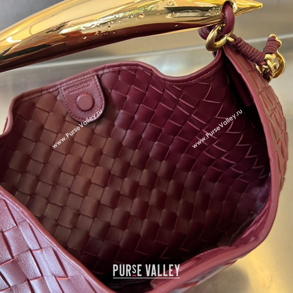 Bottega Veneta Sardine Top handle Bag With Chain Intrecciato Leather 776768 Barolo Red 2023 (WT-231229027)