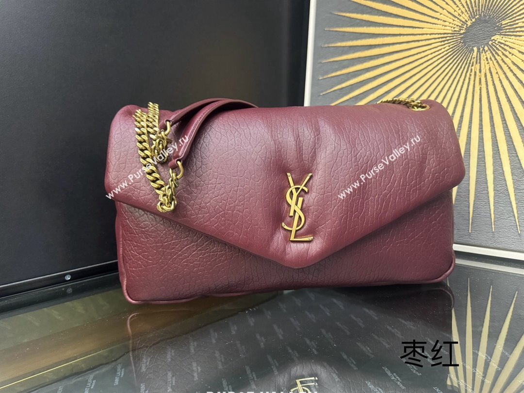 Saint Laurent Calypso Large Bag in Grained Lambskin 777399 Burgundy 2025 (YY-250924096)