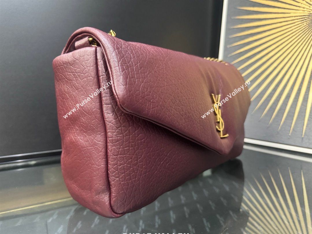 Saint Laurent Calypso Large Bag in Grained Lambskin 777399 Burgundy 2025 (YY-250924096)