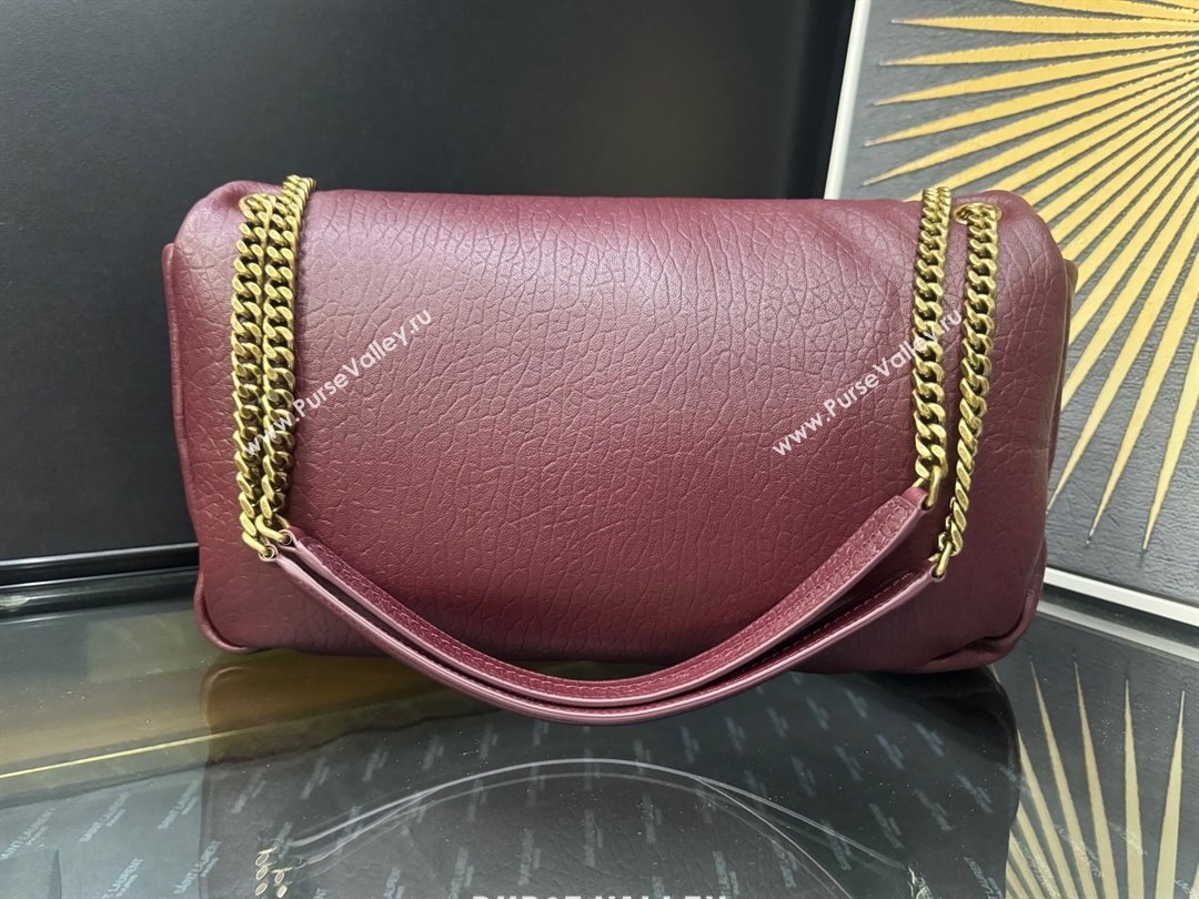 Saint Laurent Calypso Large Bag in Grained Lambskin 777399 Burgundy 2025 (YY-250924096)