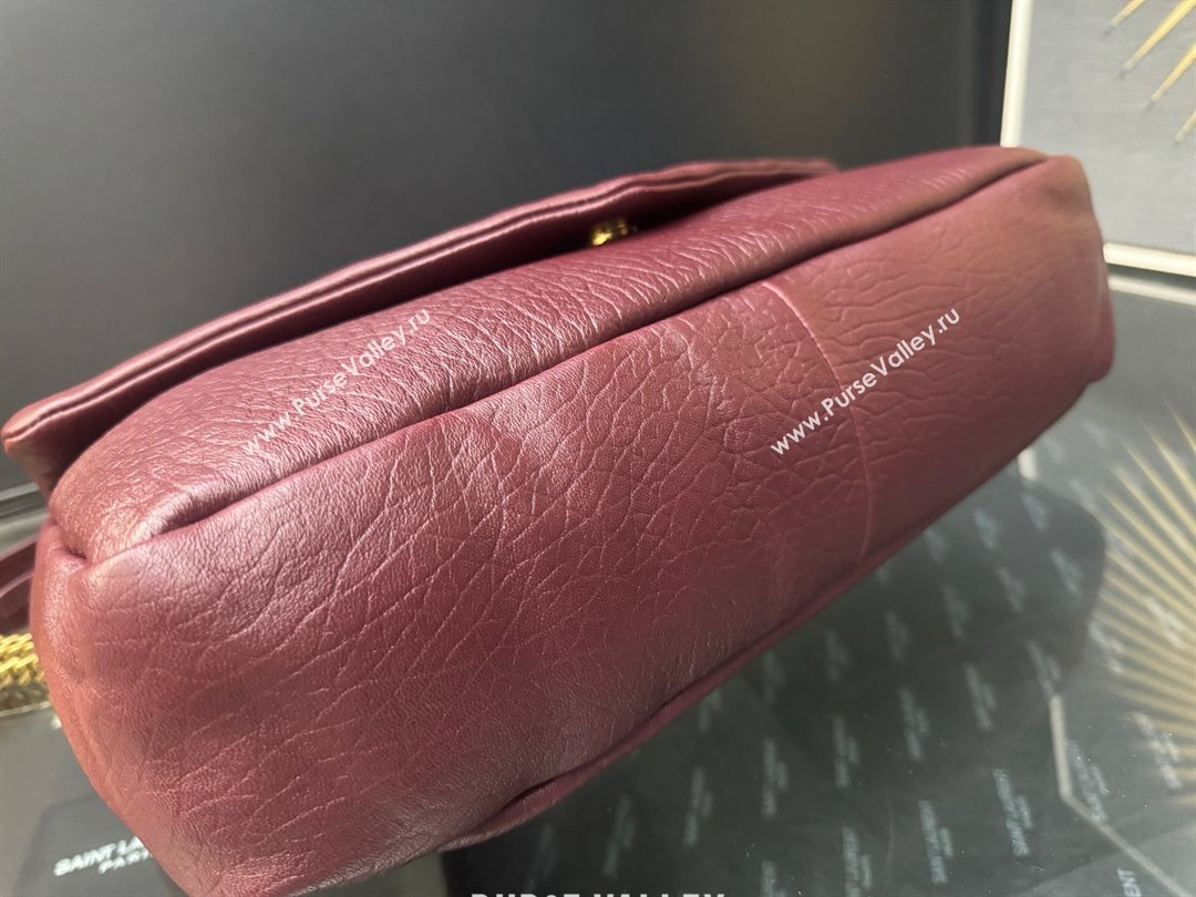 Saint Laurent Calypso Large Bag in Grained Lambskin 777399 Burgundy 2025 (YY-250924096)