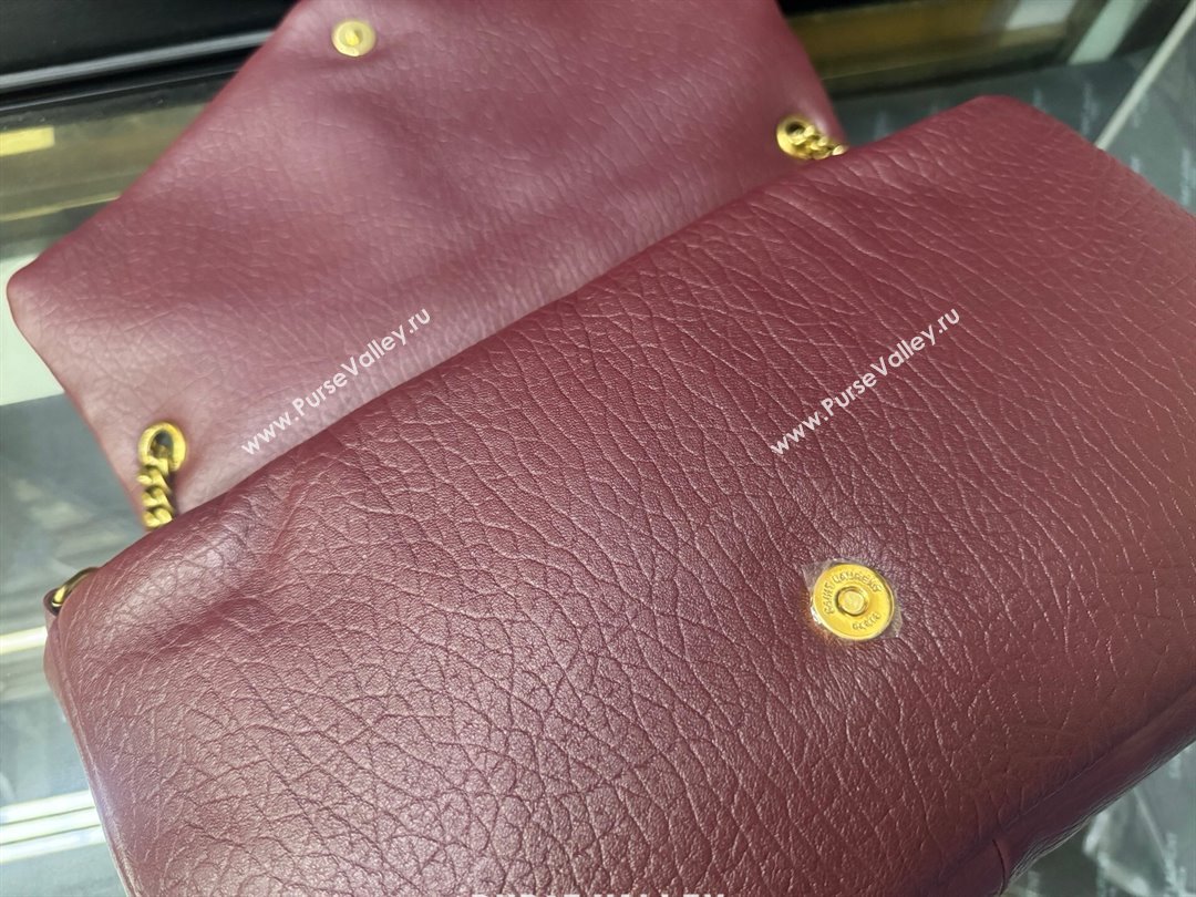 Saint Laurent Calypso Large Bag in Grained Lambskin 777399 Burgundy 2025 (YY-250924096)