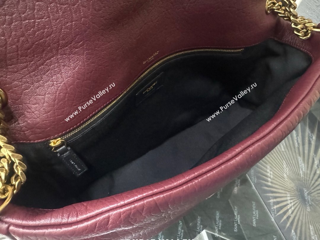 Saint Laurent Calypso Large Bag in Grained Lambskin 777399 Burgundy 2025 (YY-250924096)
