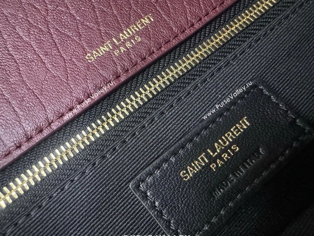 Saint Laurent Calypso Large Bag in Grained Lambskin 777399 Burgundy 2025 (YY-250924096)