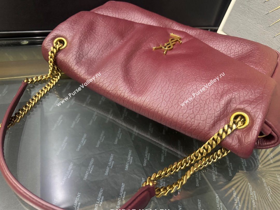 Saint Laurent Calypso Large Bag in Grained Lambskin 777399 Burgundy 2025 (YY-250924096)