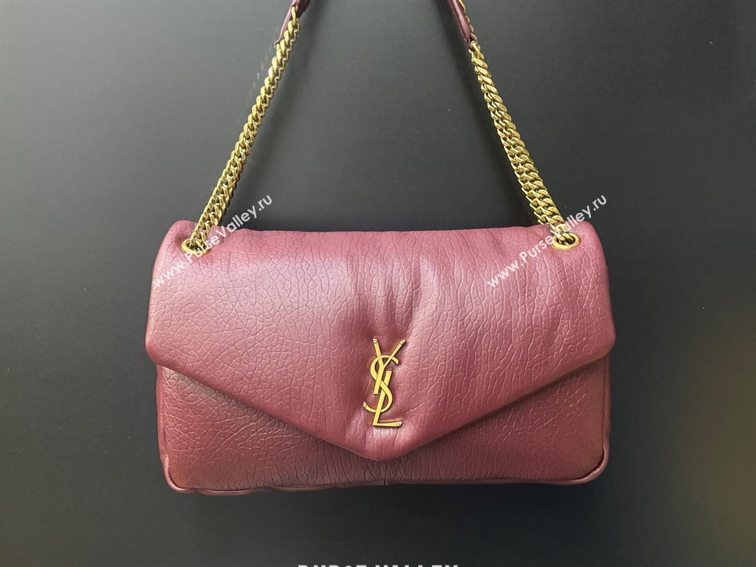 Saint Laurent Calypso Large Bag in Grained Lambskin 777399 Burgundy 2025 (YY-250924096)