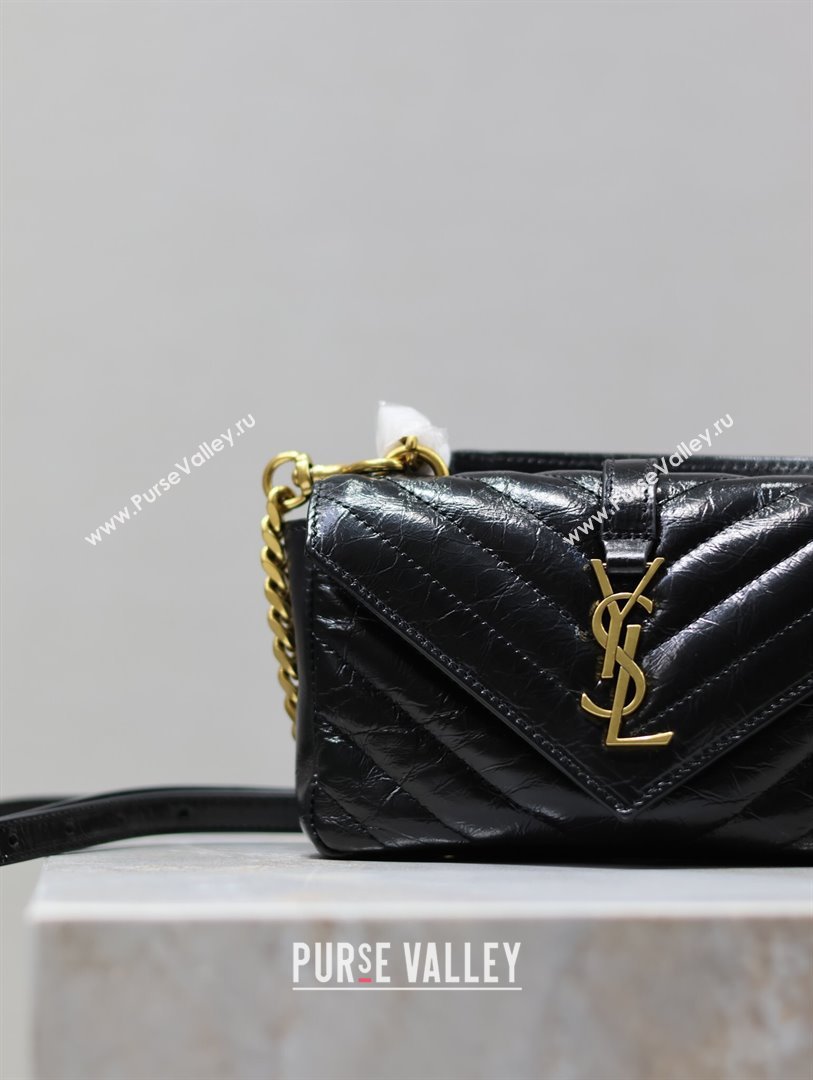Saint Laurent College Mini Chain Bag in Oiled Leather 779430 Black 2025 (YY-250409093)