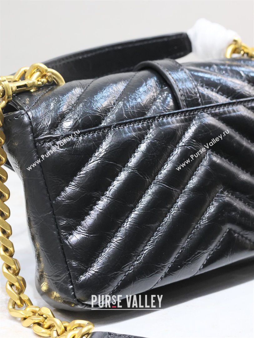 Saint Laurent College Mini Chain Bag in Oiled Leather 779430 Black 2025 (YY-250409093)