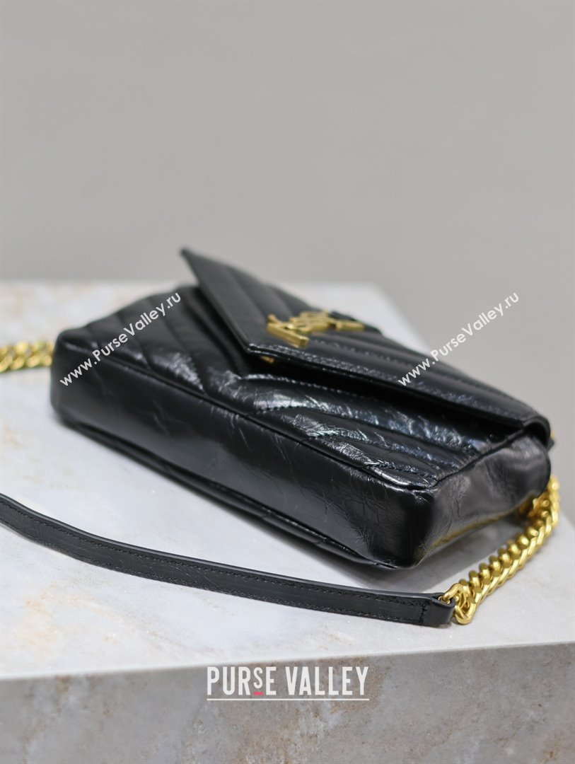 Saint Laurent College Mini Chain Bag in Oiled Leather 779430 Black 2025 (YY-250409093)