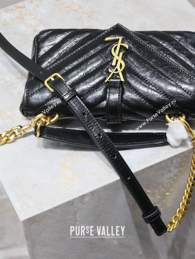 Saint Laurent College Mini Chain Bag in Oiled Leather 779430 Black 2025 (YY-250409093)