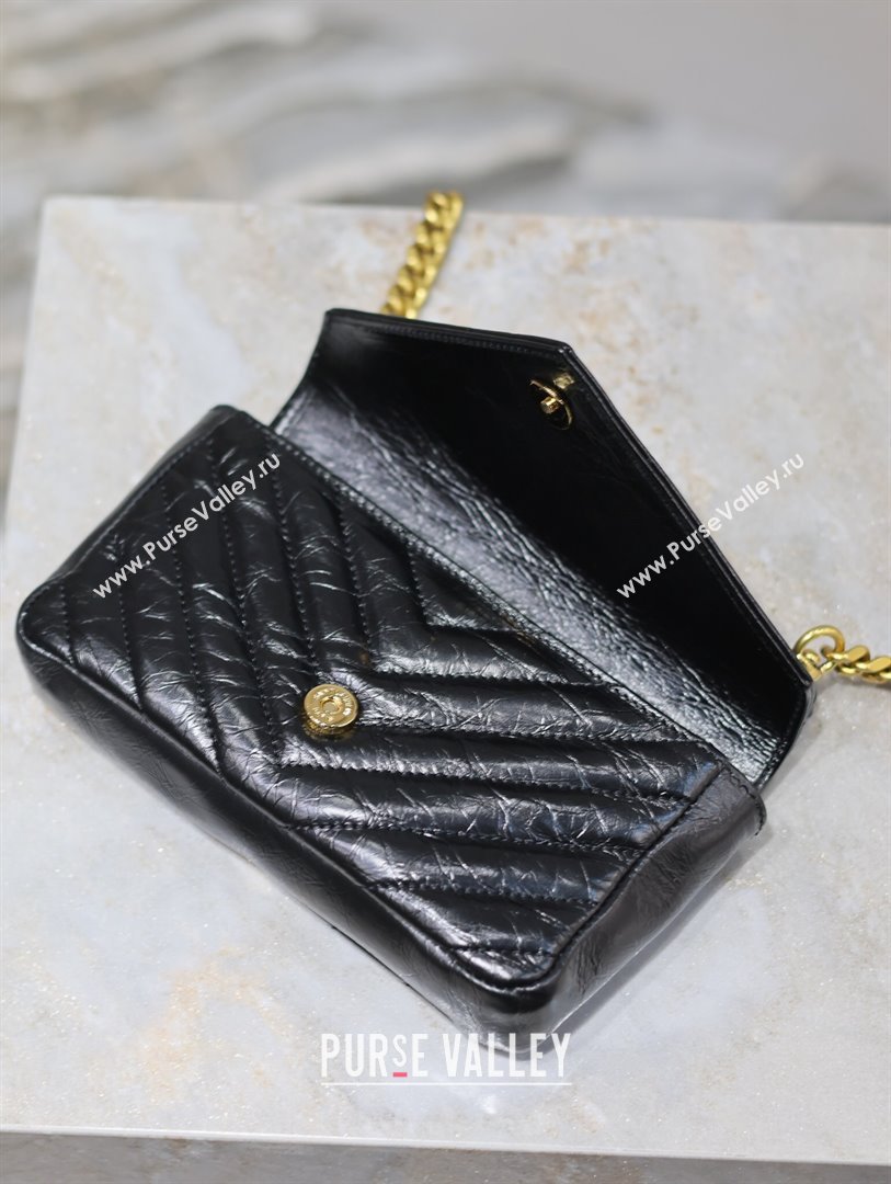 Saint Laurent College Mini Chain Bag in Oiled Leather 779430 Black 2025 (YY-250409093)