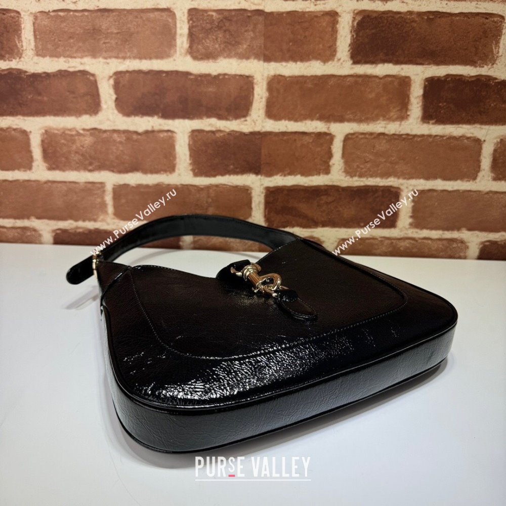 Gucci Jackie Small Shoulder Bag in Patent Leather 782849 Black 2024 (DLH-240522044)