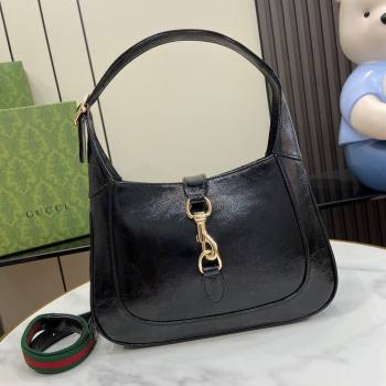 Gucci Jackie Small Shoulder Bag in Crinkled Patent Leather 782849 Black 2024 (XLU-240625039)