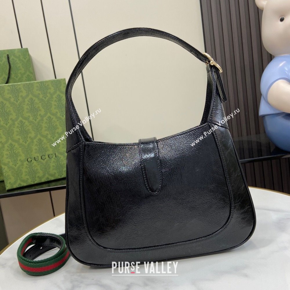 Gucci Jackie Small Shoulder Bag in Crinkled Patent Leather 782849 Black 2024 (XLU-240625039)