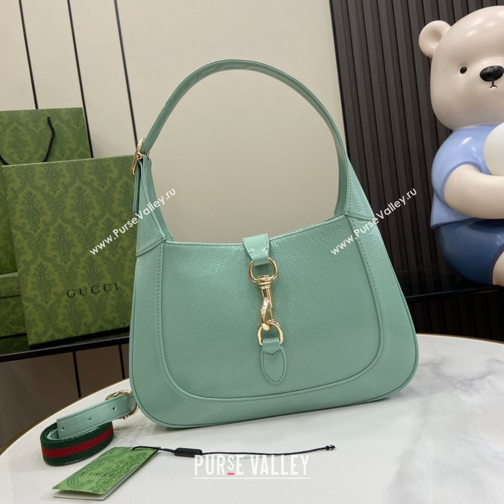 Gucci Jackie Small Shoulder Bag in Crinkled Patent Leather 782849 Pale Green 2024 (XLU-240625038)