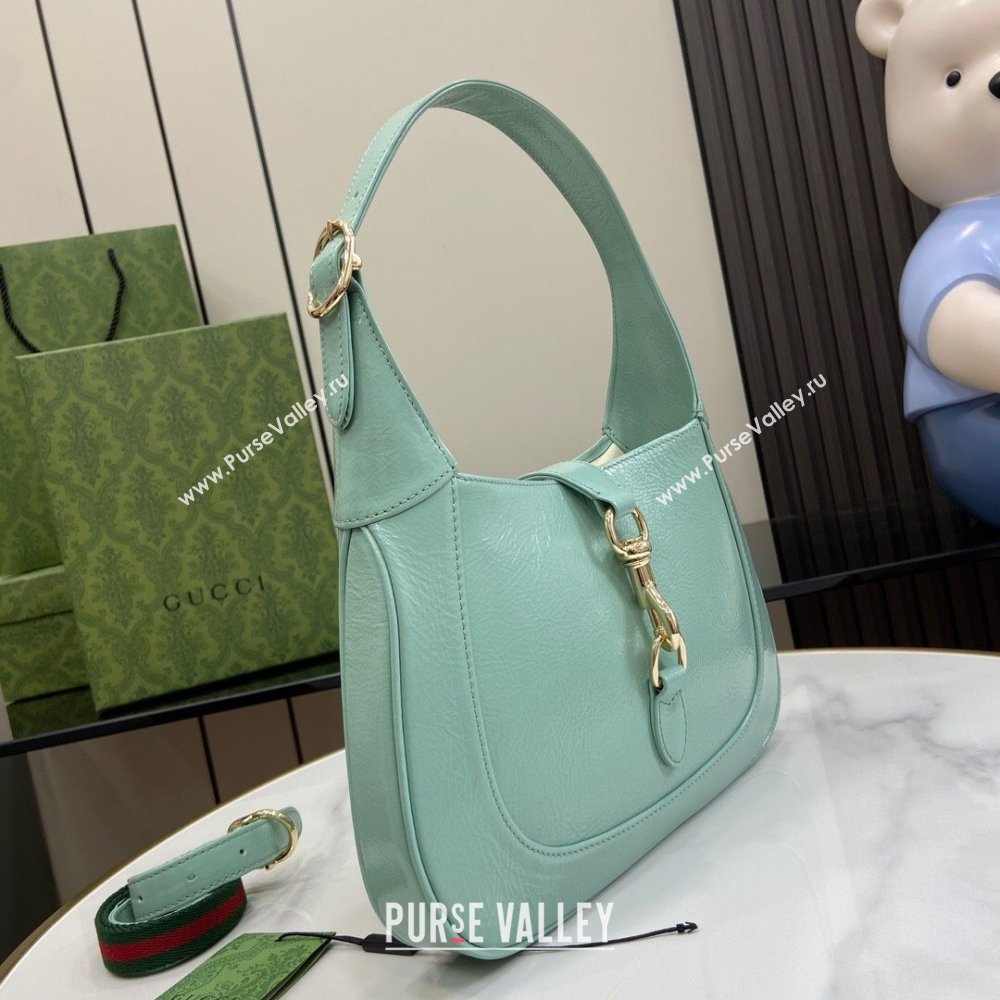 Gucci Jackie Small Shoulder Bag in Crinkled Patent Leather 782849 Pale Green 2024 (XLU-240625038)