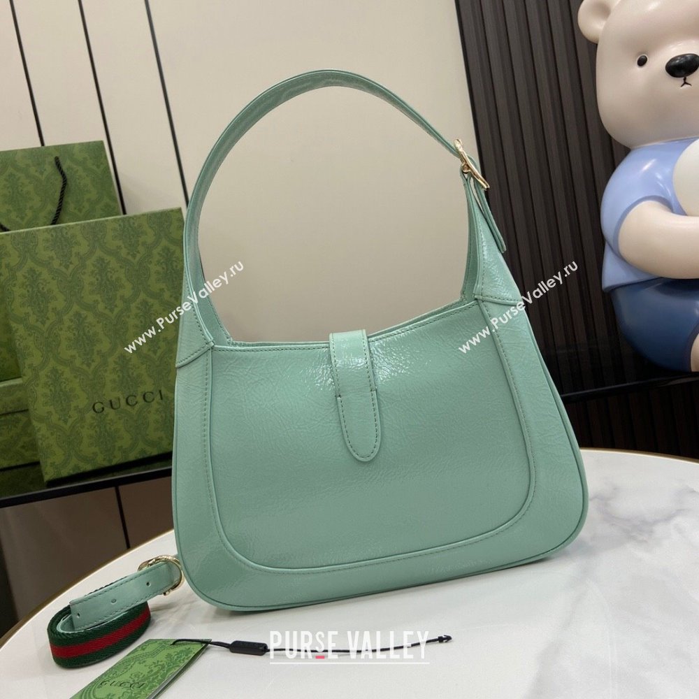 Gucci Jackie Small Shoulder Bag in Crinkled Patent Leather 782849 Pale Green 2024 (XLU-240625038)