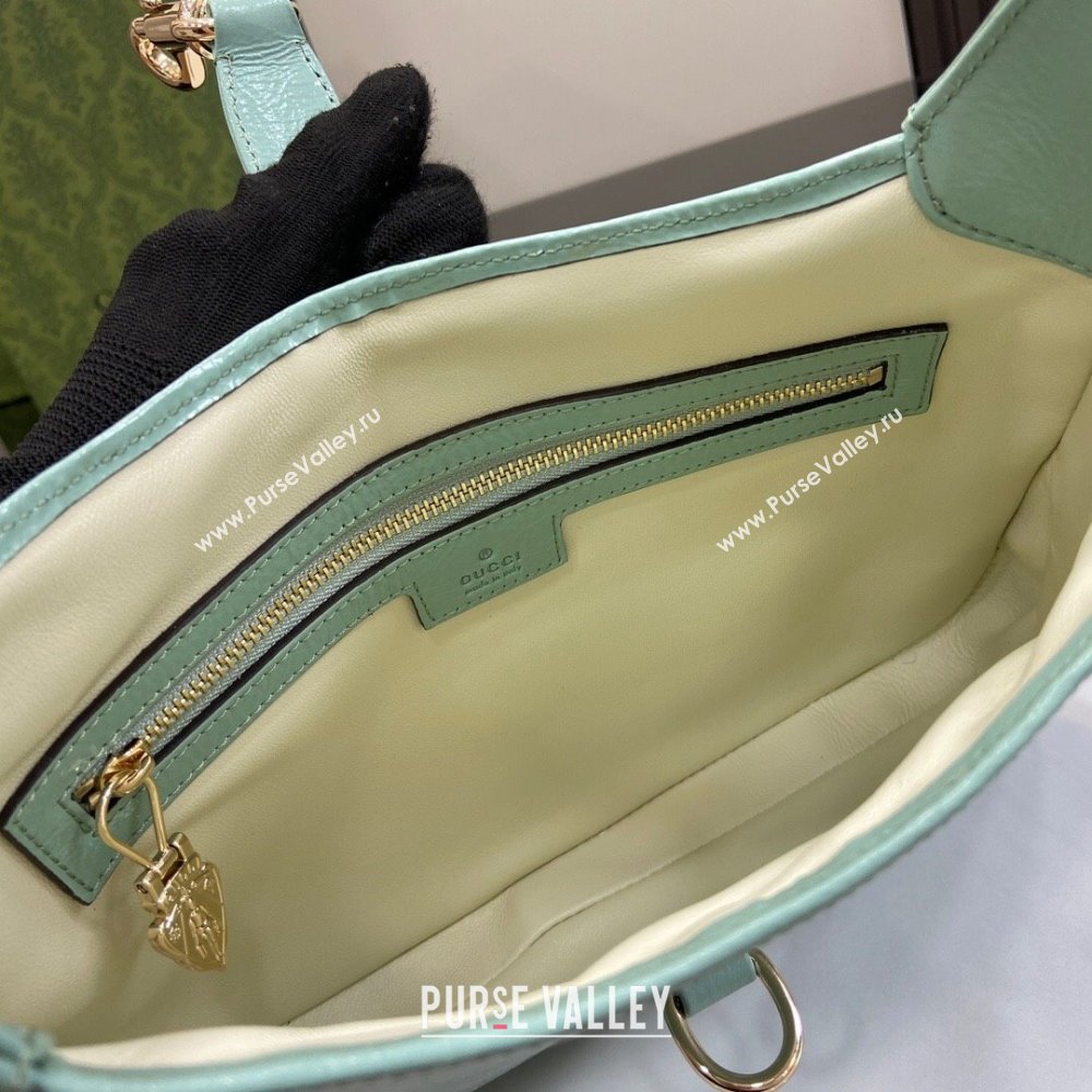 Gucci Jackie Small Shoulder Bag in Crinkled Patent Leather 782849 Pale Green 2024 (XLU-240625038)