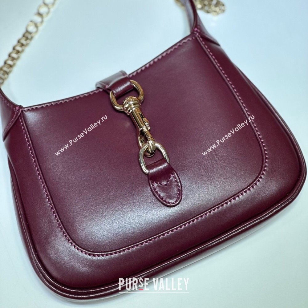 Gucci Jackie Notte Mini Bag in Smooth Leather ‎782889 Burgundy 2024 (DLH-241211132)