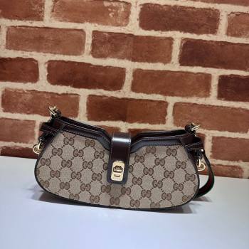 Gucci GG Canvas Moon Side Mini Shoulder bag Brown 2024 786015 (DLH-240522052)