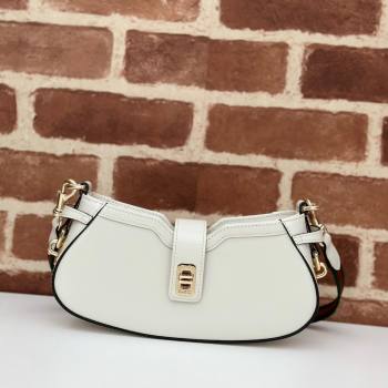 Gucci Leather Moon Side Mini Shoulder bag White 2024 786015 (DLH-240522055)