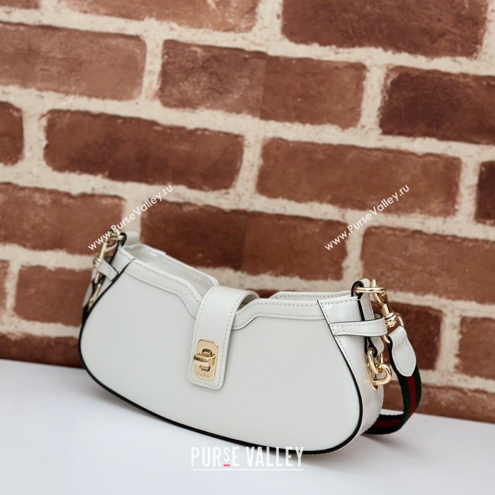 Gucci Leather Moon Side Mini Shoulder bag White 2024 786015 (DLH-240522055)