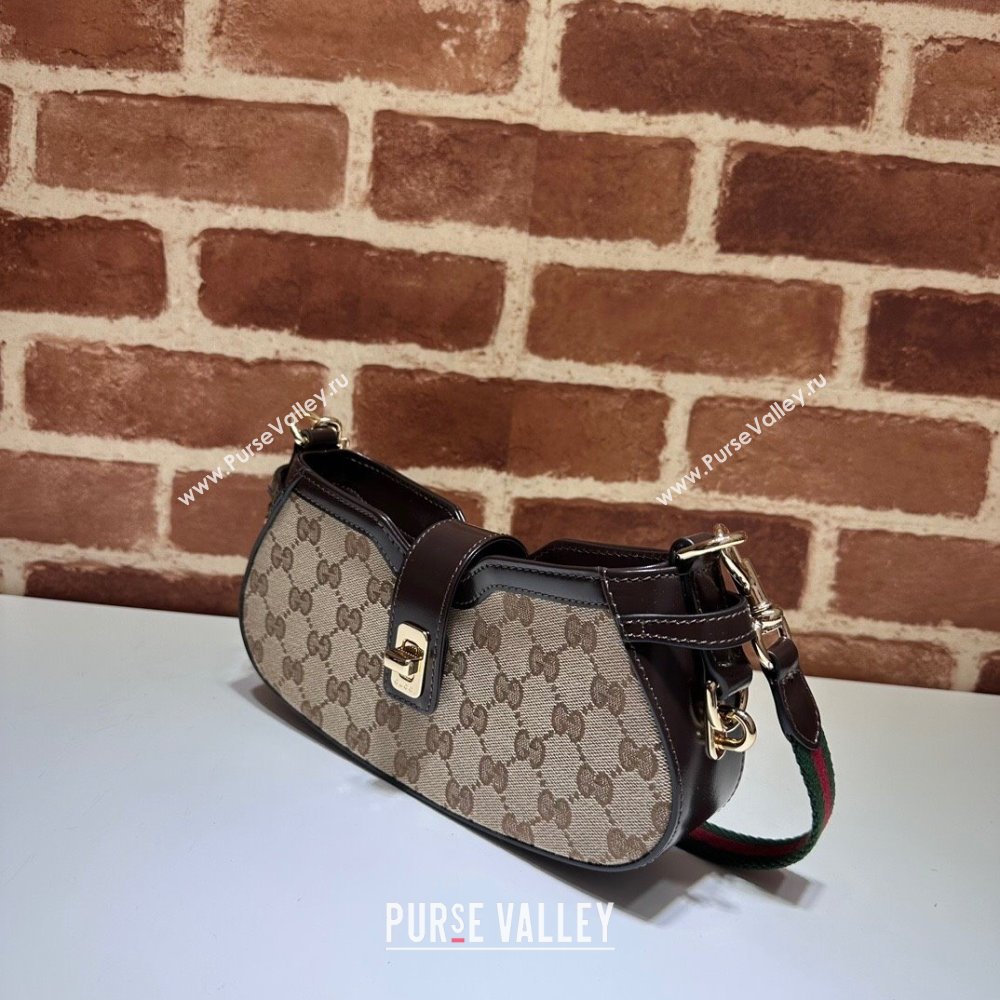 Gucci GG Canvas Moon Side Mini Shoulder bag Brown 2024 786015 (DLH-240522052)