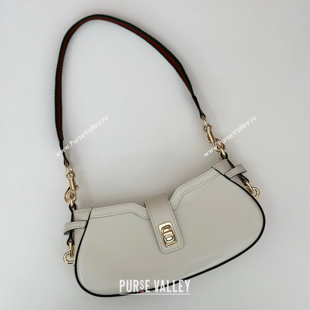 Gucci Leather Moon Side Mini Shoulder bag White 2024 786015 (DLH-240522055)