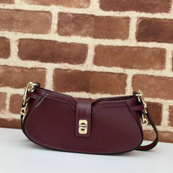 Gucci Leather Moon Side Mini Shoulder bag Burgundy 2024 786015 (DLH-240522056)