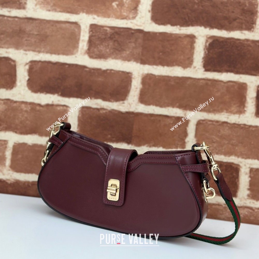 Gucci Leather Moon Side Mini Shoulder bag Burgundy 2024 786015 (DLH-240522056)