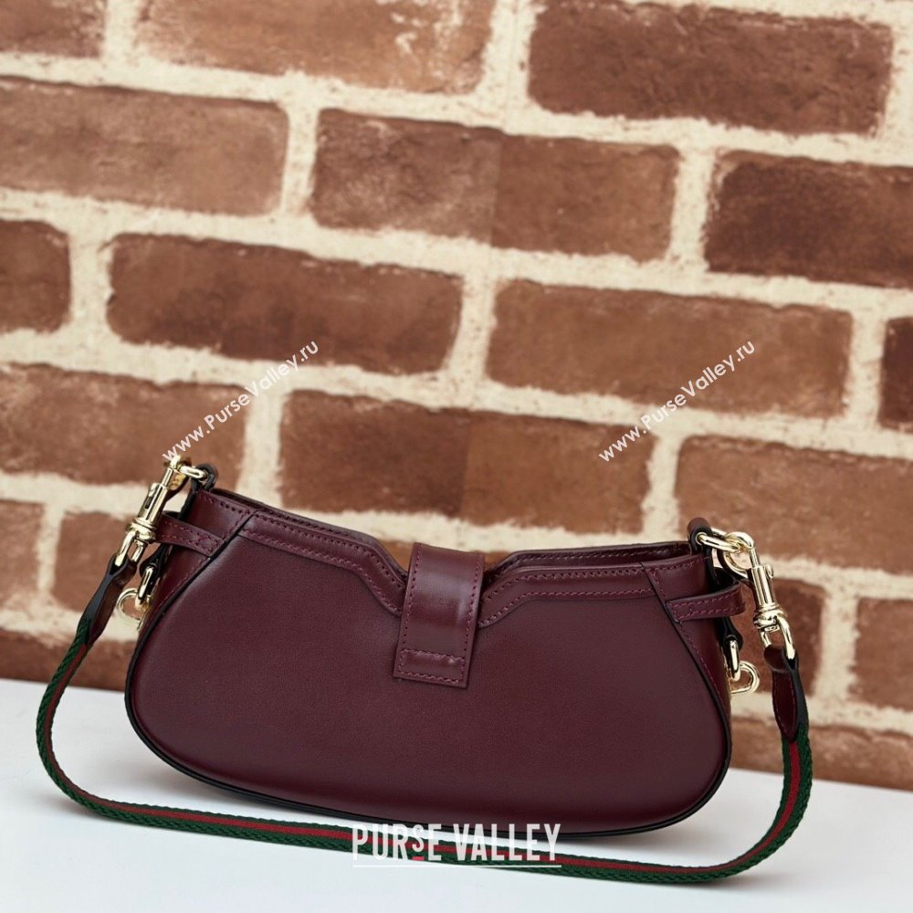 Gucci Leather Moon Side Mini Shoulder bag Burgundy 2024 786015 (DLH-240522056)