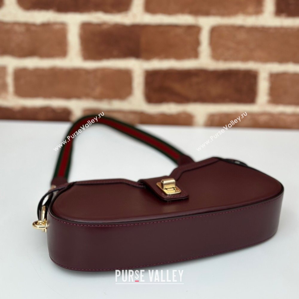 Gucci Leather Moon Side Mini Shoulder bag Burgundy 2024 786015 (DLH-240522056)