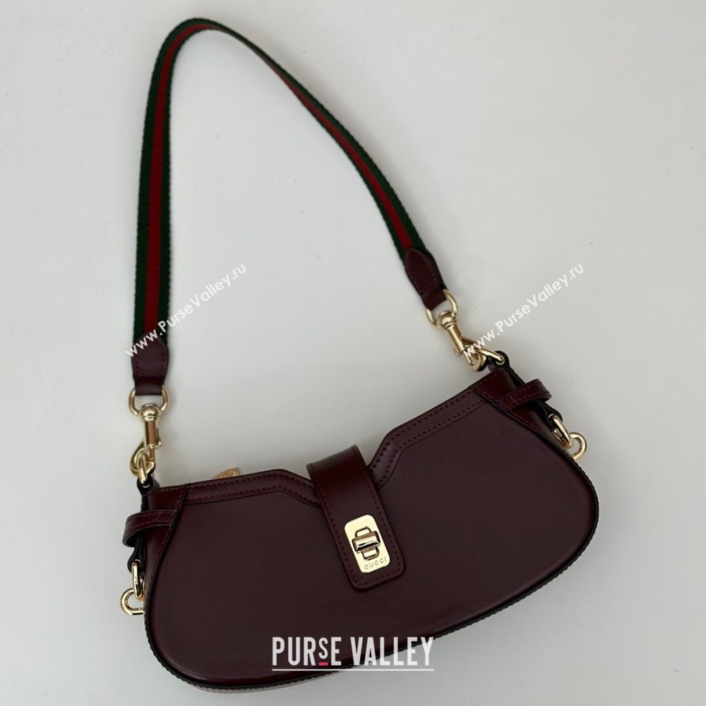 Gucci Leather Moon Side Mini Shoulder bag Burgundy 2024 786015 (DLH-240522056)