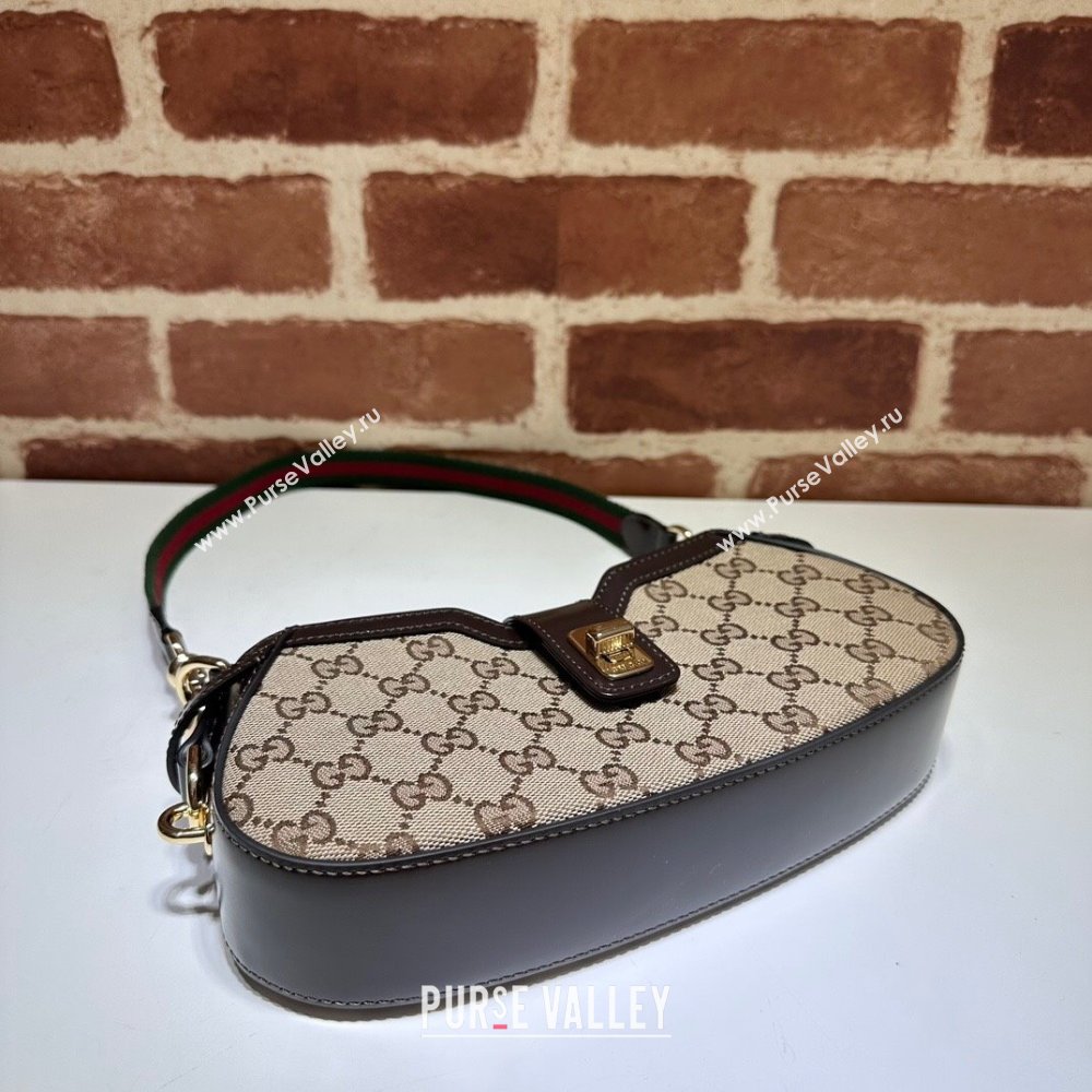 Gucci GG Canvas Moon Side Mini Shoulder bag Brown 2024 786015 (DLH-240522052)