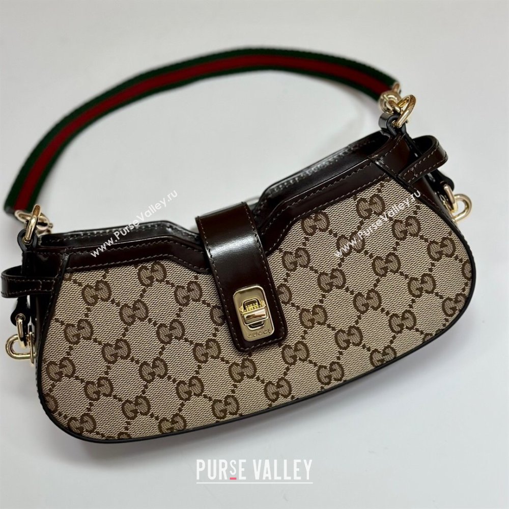 Gucci GG Canvas Moon Side Mini Shoulder bag Brown 2024 786015 (DLH-240522052)