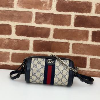 Gucci Ophidia GG Canvas Round Mini Shoulder Bag 795208 Blue 2024 (DLH-240521091)