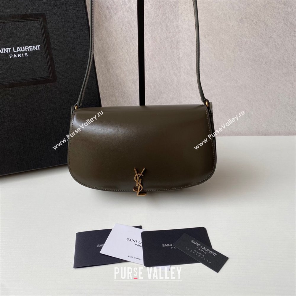 Saint Laurent Mini Voltaire Half-Moon Shoulder Bag in Box Leather Deep Musk 2025 779642 (YY-250801075)