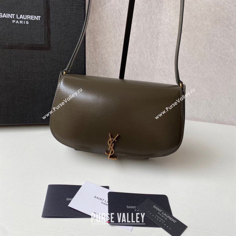 Saint Laurent Mini Voltaire Half-Moon Shoulder Bag in Box Leather Deep Musk 2025 779642 (YY-250801075)
