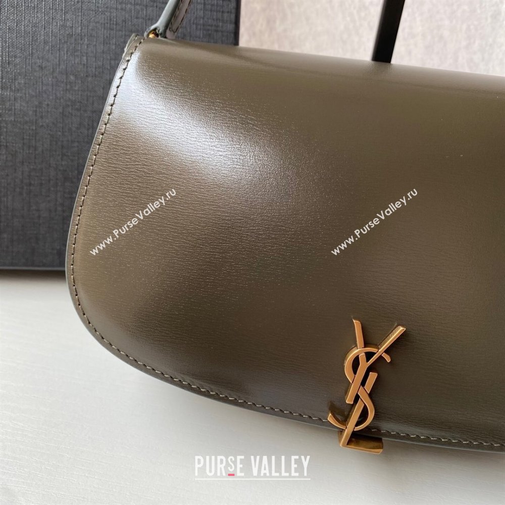 Saint Laurent Mini Voltaire Half-Moon Shoulder Bag in Box Leather Deep Musk 2025 779642 (YY-250801075)
