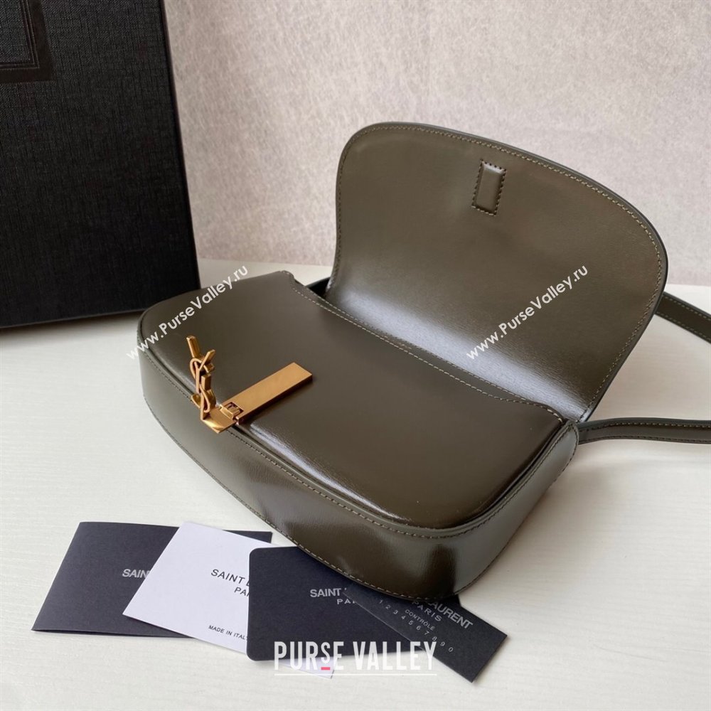 Saint Laurent Mini Voltaire Half-Moon Shoulder Bag in Box Leather Deep Musk 2025 779642 (YY-250801075)