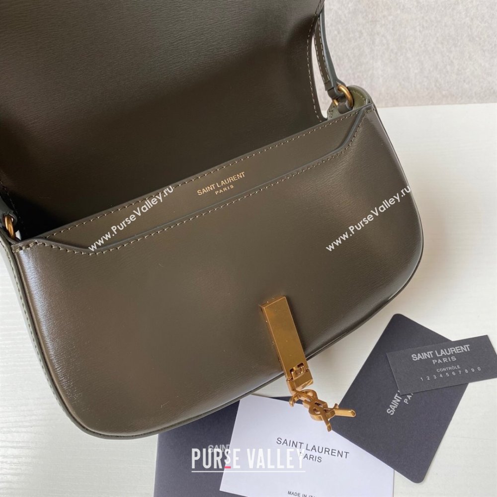 Saint Laurent Mini Voltaire Half-Moon Shoulder Bag in Box Leather Deep Musk 2025 779642 (YY-250801075)