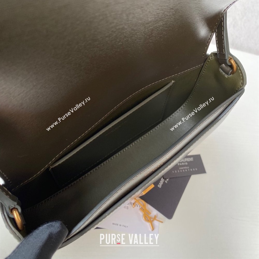 Saint Laurent Mini Voltaire Half-Moon Shoulder Bag in Box Leather Deep Musk 2025 779642 (YY-250801075)