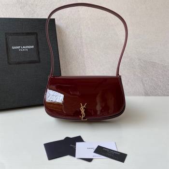 Saint Laurent Mini Voltaire Half-Moon Shoulder Bag in Patent Leather Red 2025 779642 (YY-250801074)