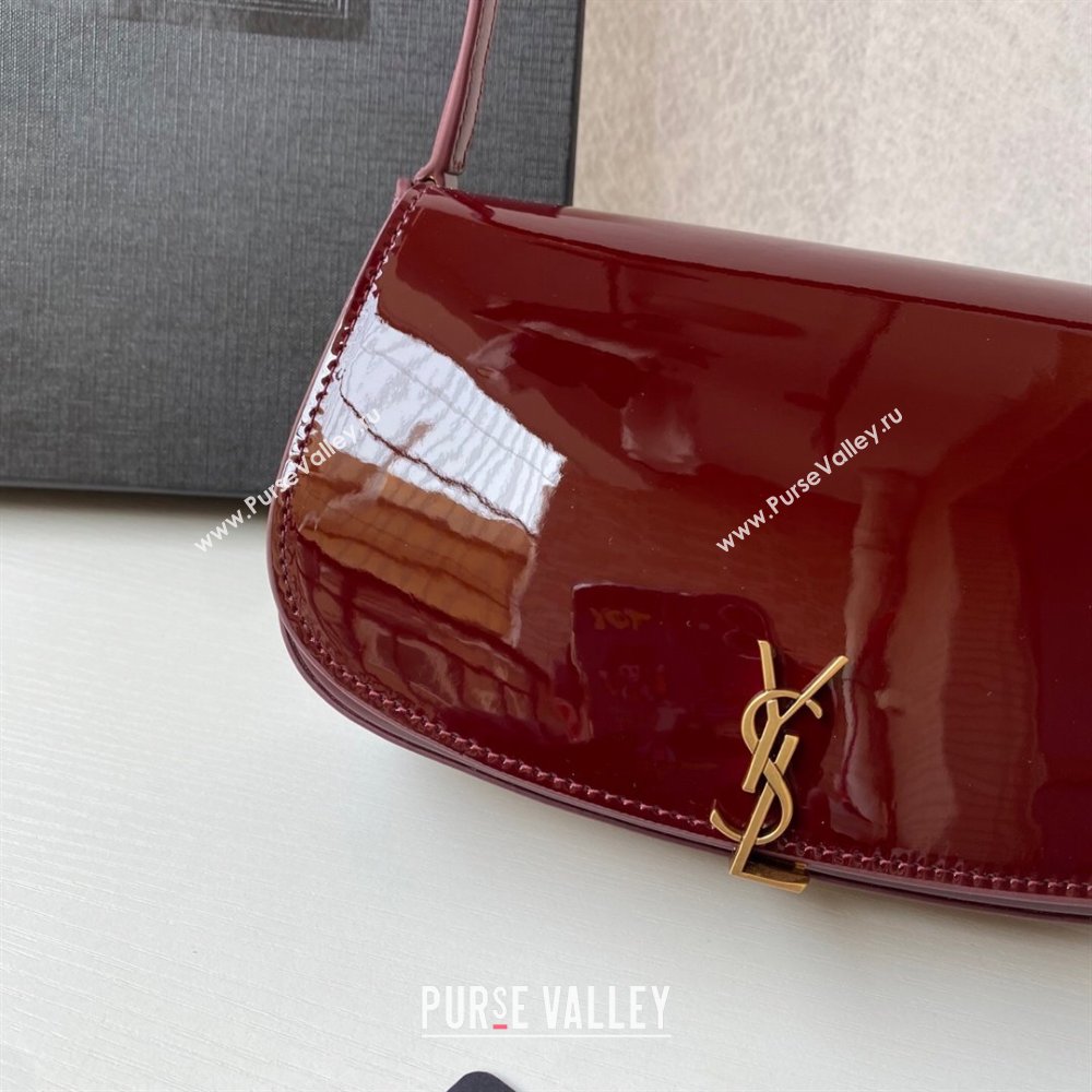 Saint Laurent Mini Voltaire Half-Moon Shoulder Bag in Patent Leather Red 2025 779642 (YY-250801074)