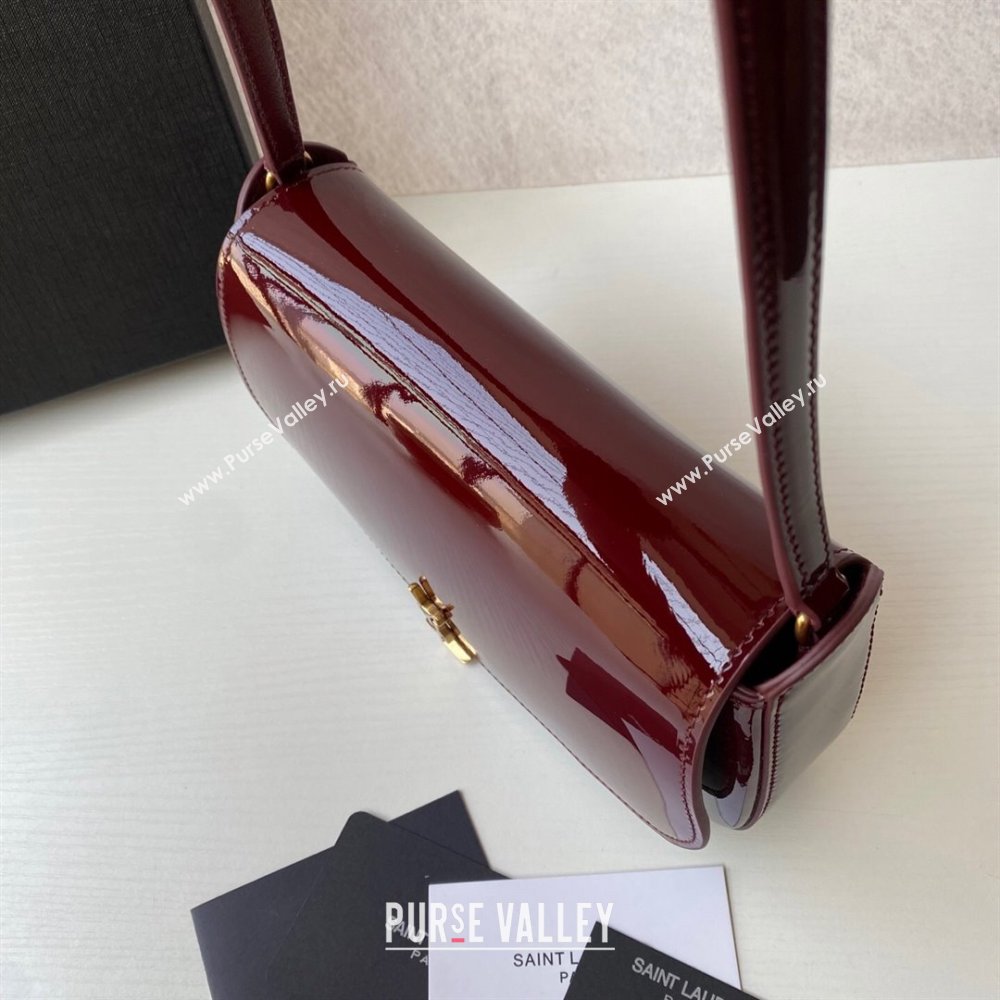 Saint Laurent Mini Voltaire Half-Moon Shoulder Bag in Patent Leather Red 2025 779642 (YY-250801074)