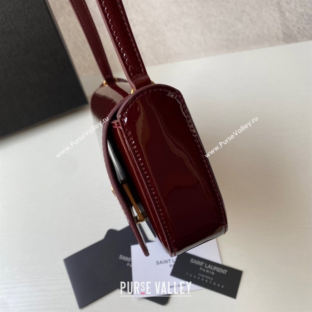 Saint Laurent Mini Voltaire Half-Moon Shoulder Bag in Patent Leather Red 2025 779642 (YY-250801074)