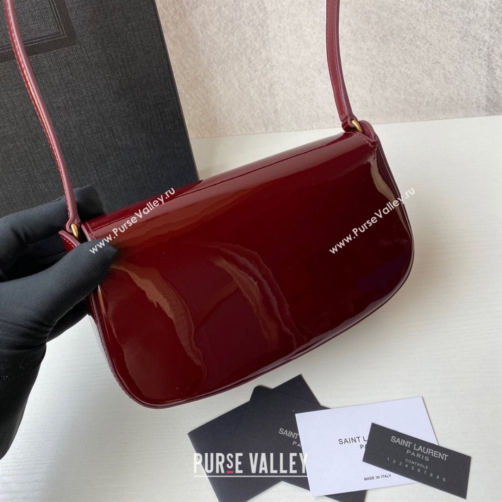 Saint Laurent Mini Voltaire Half-Moon Shoulder Bag in Patent Leather Red 2025 779642 (YY-250801074)
