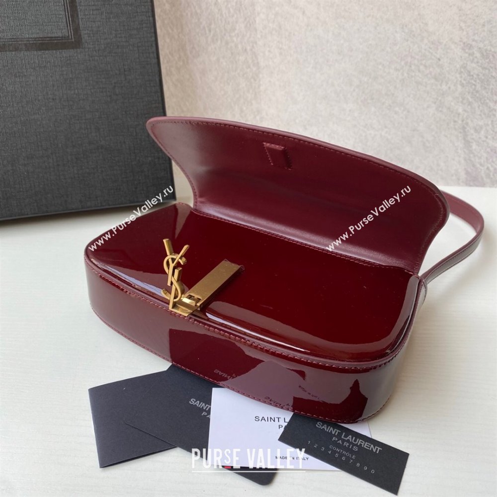 Saint Laurent Mini Voltaire Half-Moon Shoulder Bag in Patent Leather Red 2025 779642 (YY-250801074)