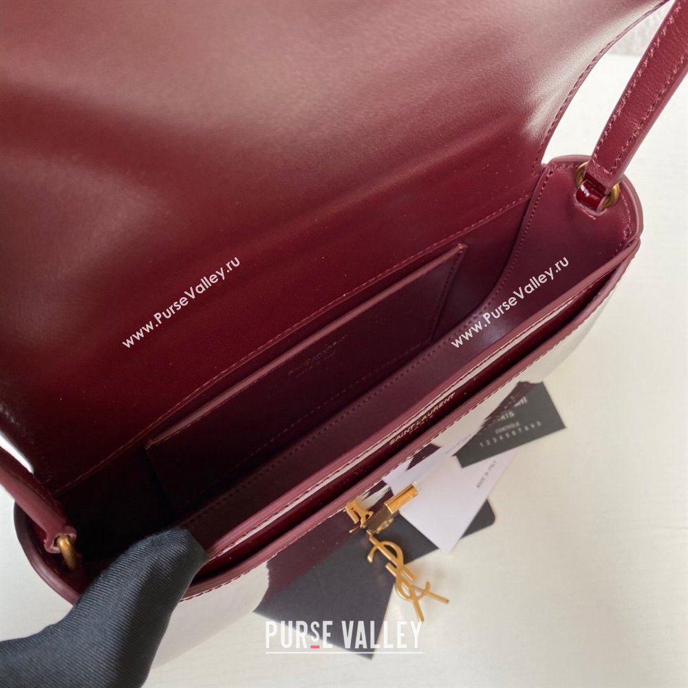 Saint Laurent Mini Voltaire Half-Moon Shoulder Bag in Patent Leather Red 2025 779642 (YY-250801074)
